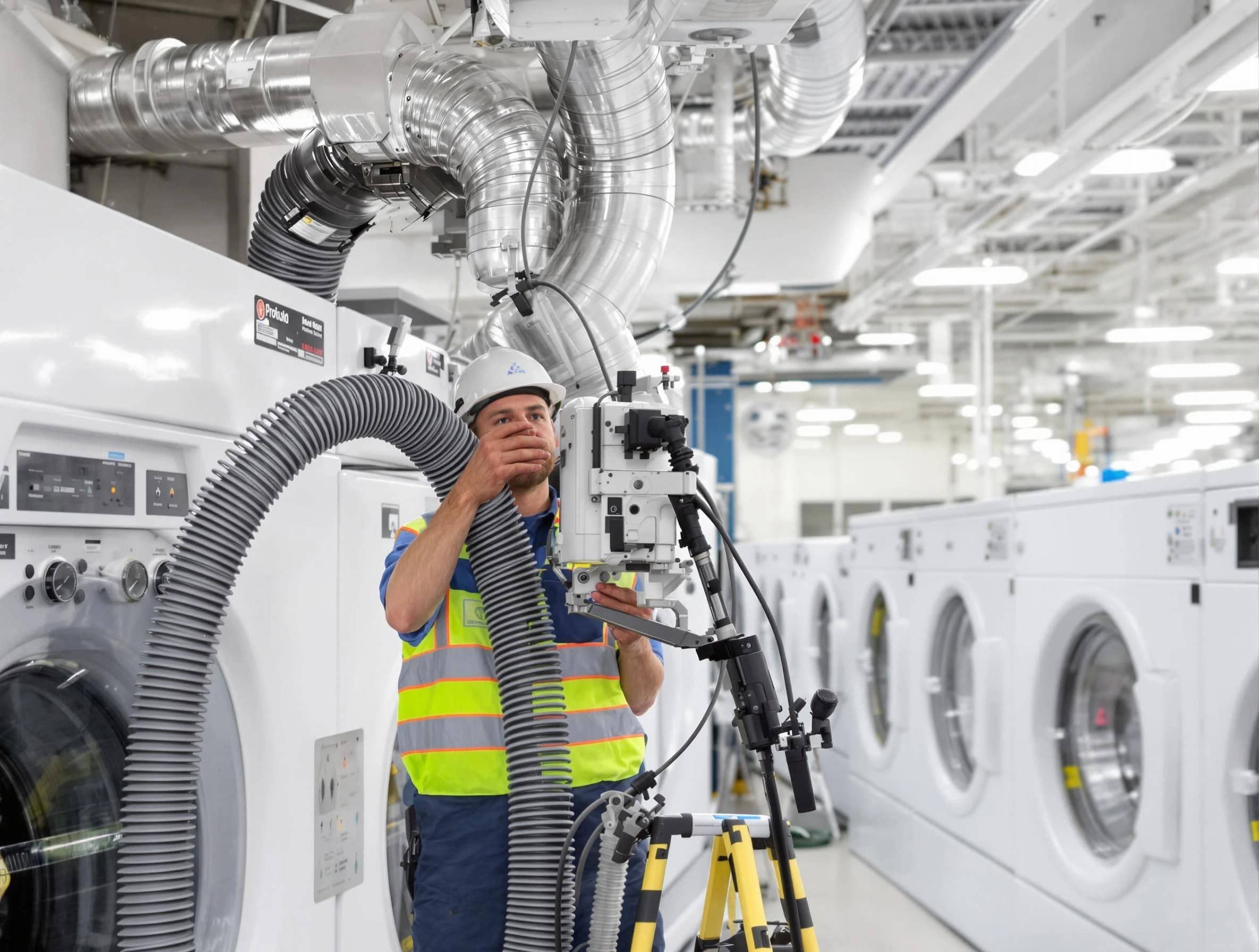 Goodlettsville Dryer Vent Cleaning team performing commercial-grade dryer vent cleaning at a business facility in Goodlettsville