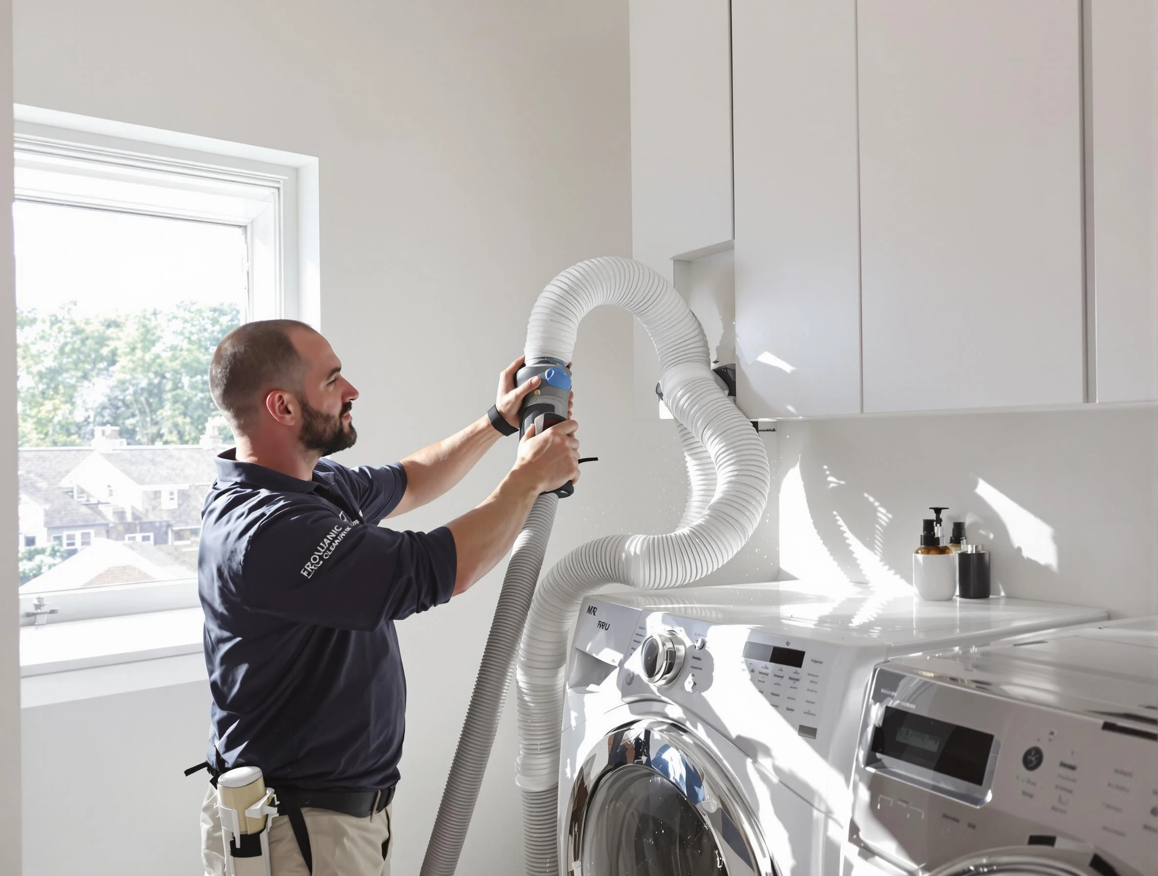 Certified Goodlettsville Dryer Vent Cleaning technician performing dryer vent cleaning in Goodlettsville
